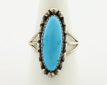 Navajo Ring 925 Silver Sleeping Beauty Turquoise Artist Signed SC C.80's