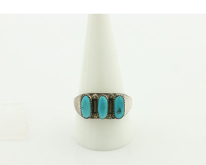 Zuni Ring .925 Silver Natural Sleeping Beauty Turquoise Signed R. LULE C.80's