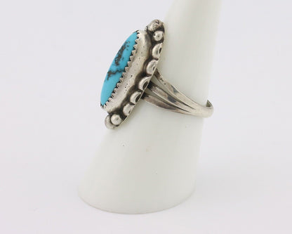 Navajo Ring .925 Silver Sleeping Beauty Turquoise Signed SkyStone Creations C80s