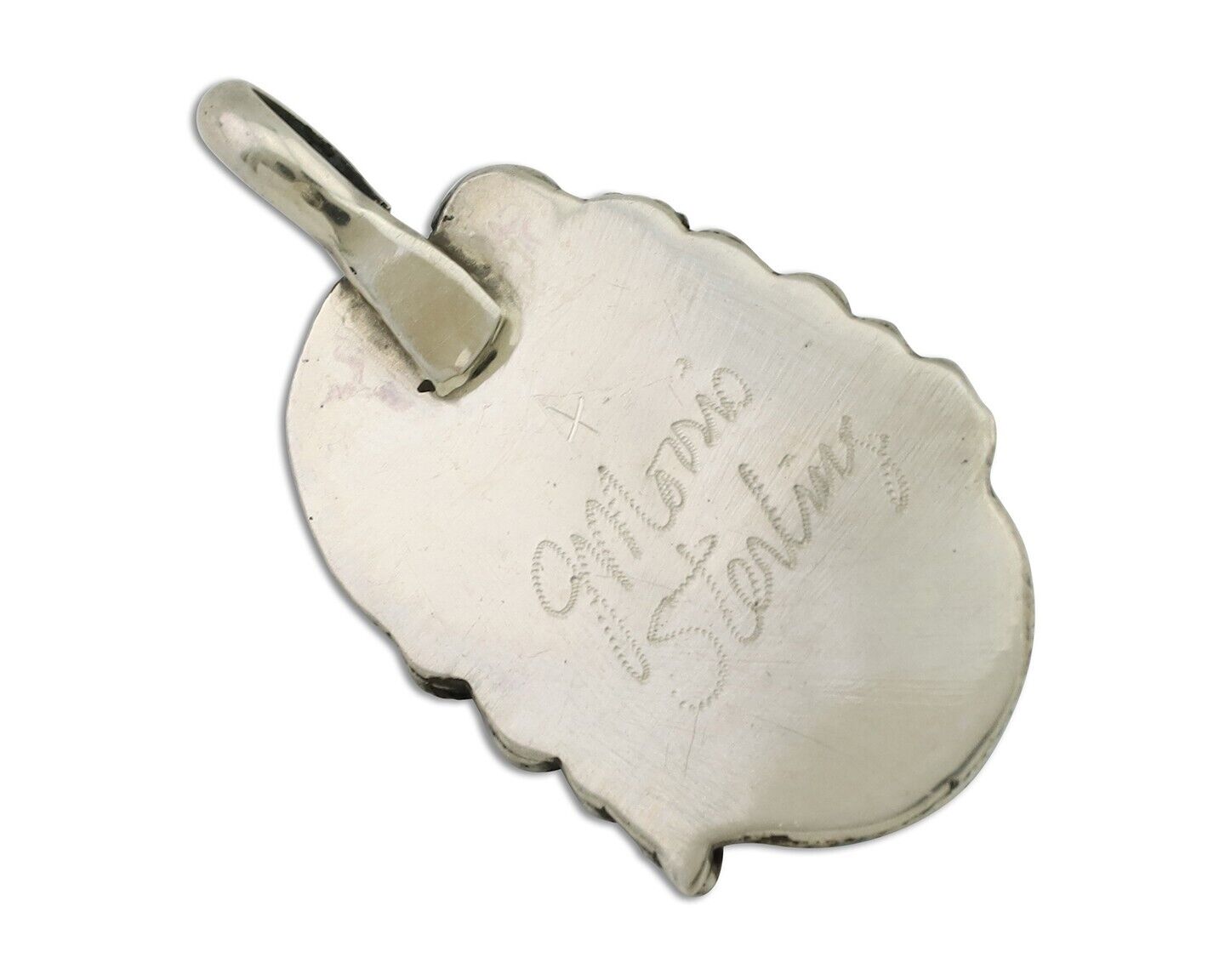 Navajo Pendant 925 Silver Sleeping B Turquoise Signed Justin Morris C.80's