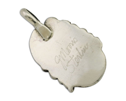 Navajo Pendant 925 Silver Sleeping B Turquoise Signed Justin Morris C.80's