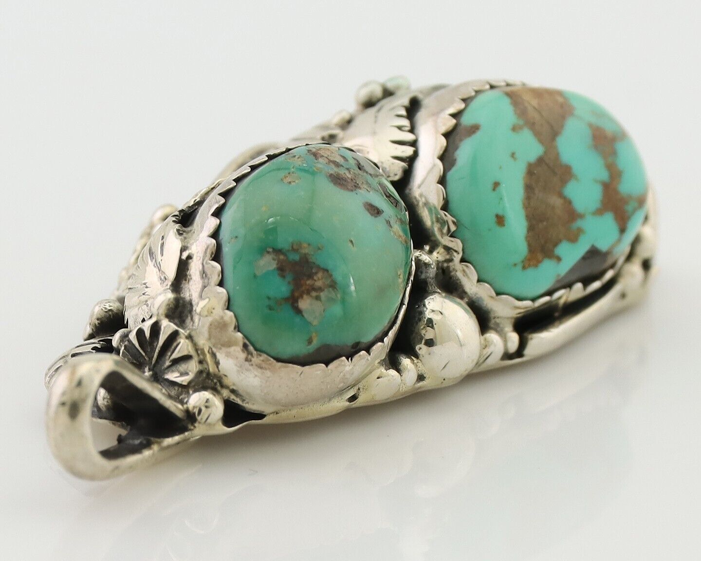 Navajo Pendant 925 Silver Natural Bisbee Turquoise Signed Tom Willeto C.80's