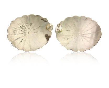 Navajo Earrings 925 Silver Concho Hand Stamped Native Artist C.80's