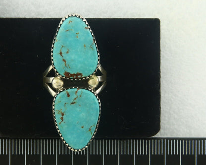Navajo Ring 925 Sterling Natural Blue Turquoise Signed Begay C.80's