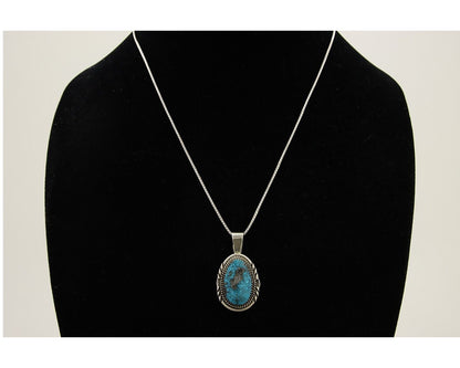 Navajo Necklace 925 Silver Spiderweb Turquoise Artist Signed Loretta Begay C.80s