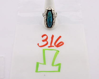 Navajo Ring 925 Silver Blue Spiderweb Turquoise Native American Artist C.80's