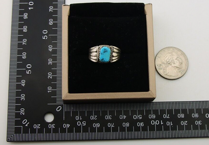 Navajo Handmade Ring 925 Silver Turquoise Native Artist C.80's