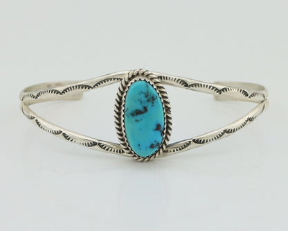 Navajo Bracelet 925 Silver Sleeping Beauty Turquoise Signed Robert Vandover C80s