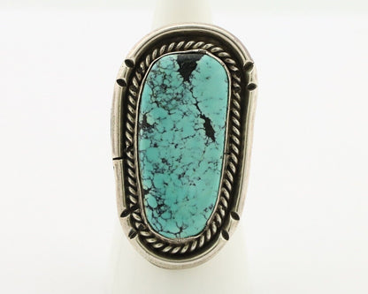 Navajo Ring 925 Silver Spiderweb Turquoise Native American Artist C.80's