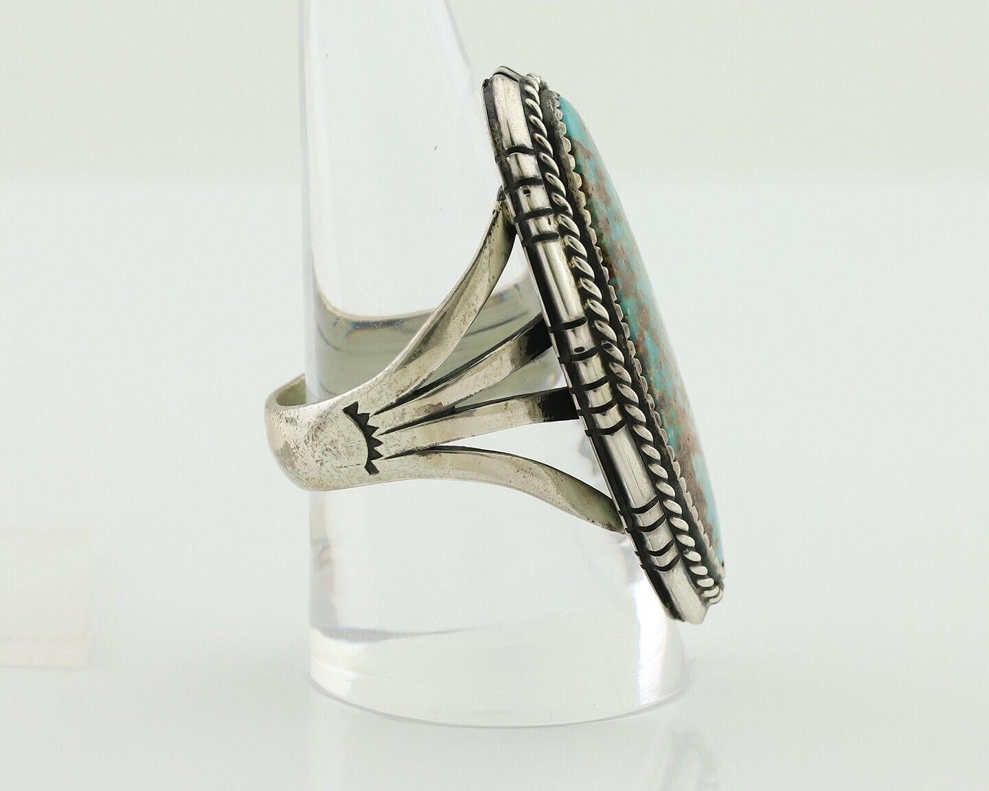 Navajo Handmade Ring 925 Silver Natural Turquoise Artist Signed TS C.80's