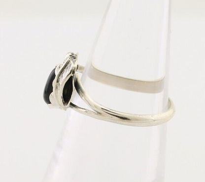 Navajo Handmade Ring 925 Silver Natural Onyx Native Artist Size 5.0 C.80's