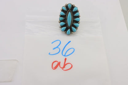 Navajo Ring 925 Silver Natural Blue Turquoise Native Artist Signed CL C.80's