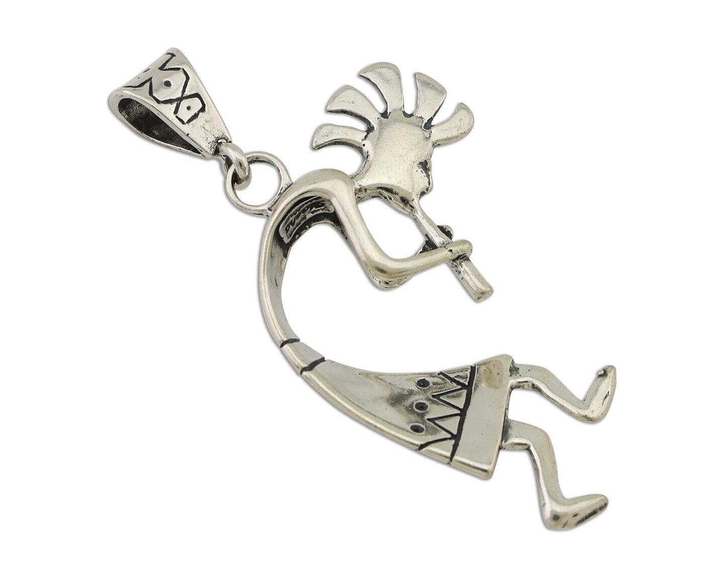 Navajo Kokopelli Pendant 925 Sterling Silver Artist Signed Masha C.80's