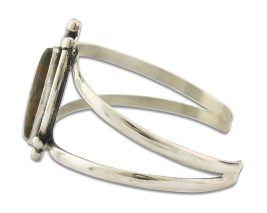 Vintage Navajo Bracelet 925 Silver Manassa Turquoise Handmade Signed Sunrise