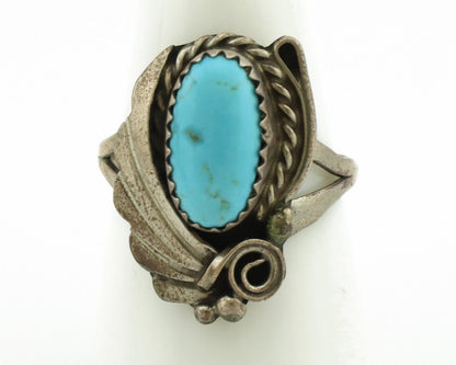 Navajo Ring .925 Silver Sleeping Beauty Turquoise Native American Artist C.80's