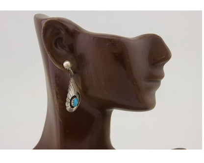 Navajo Earrings 925 Silver Blue Turquoise Native American Artist C.80's