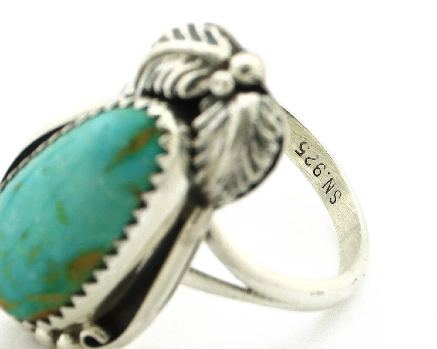 Navajo Ring .925 Silver Natural Mined Southwest Turquoise Artist Signed SN C80s