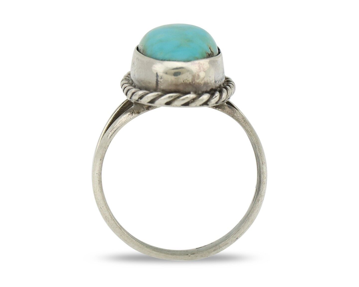 Navajo Ring 925 Silver Kingman Turquoise Artist Native American Signed C.80's