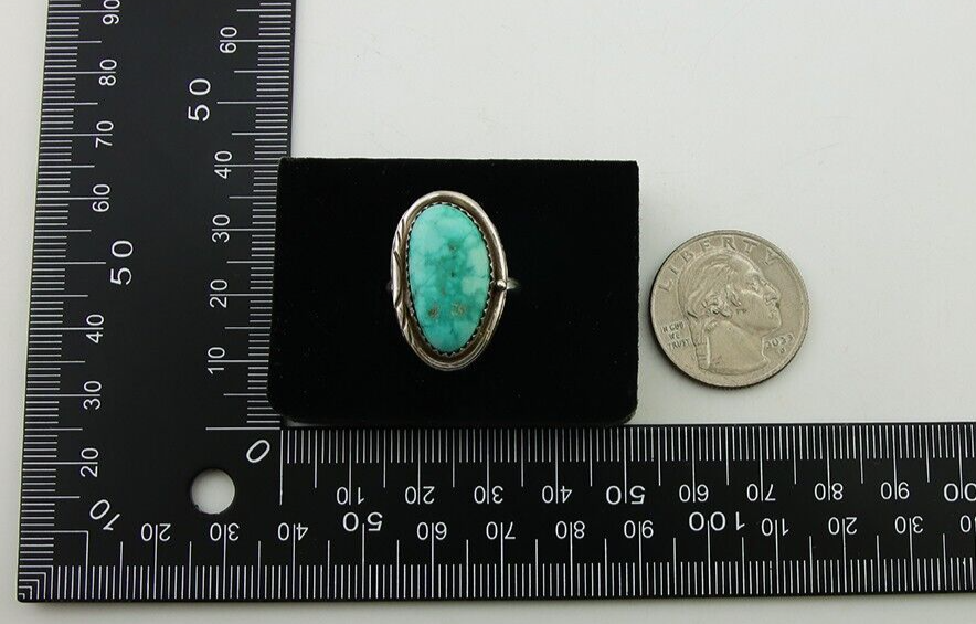 Navajo Ring 925 Sterling Silver Turquoise Native American Artist C.80's