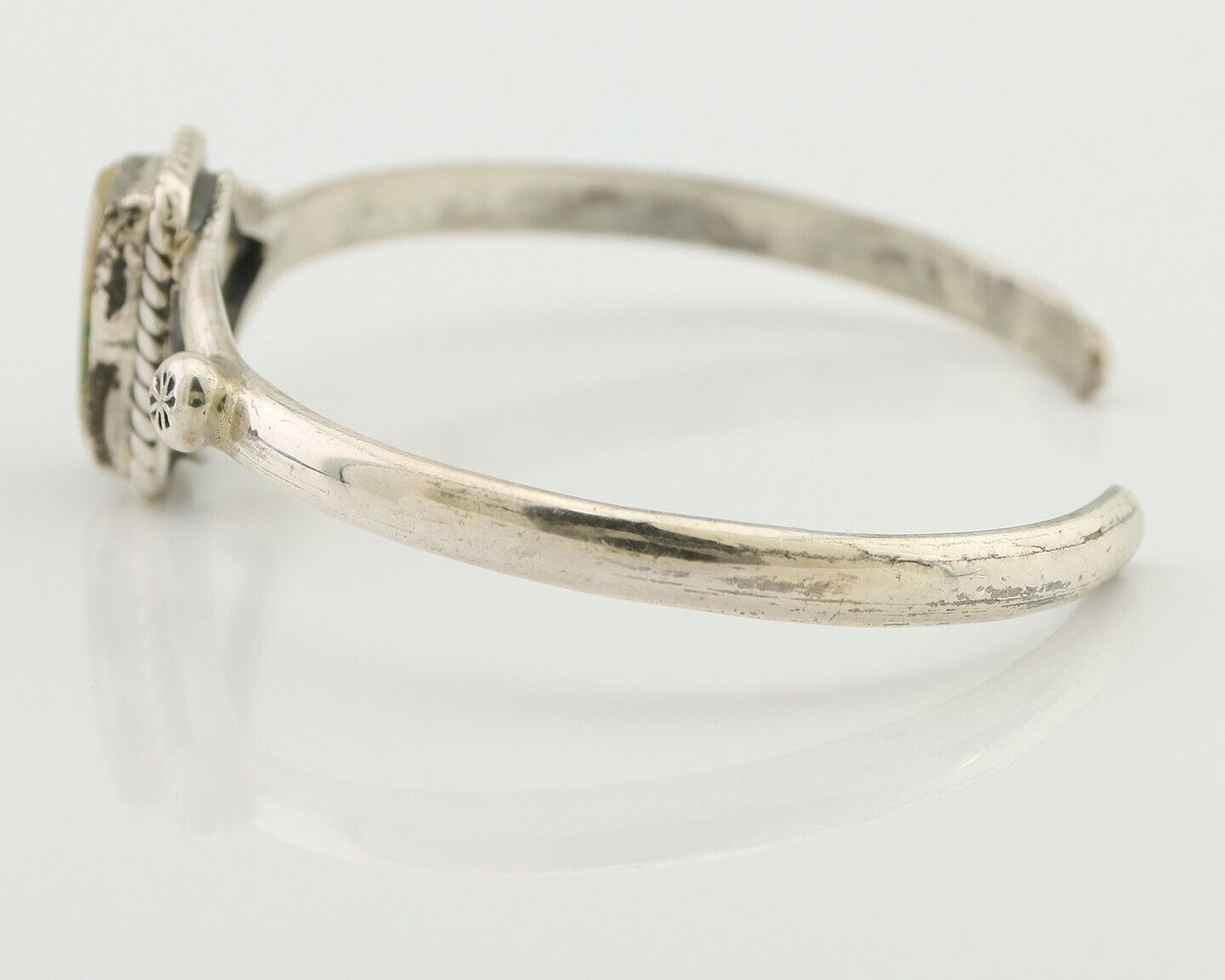 Navajo Handmade Bracelet 925 Silver Natural Green Turquoise Native American C80s