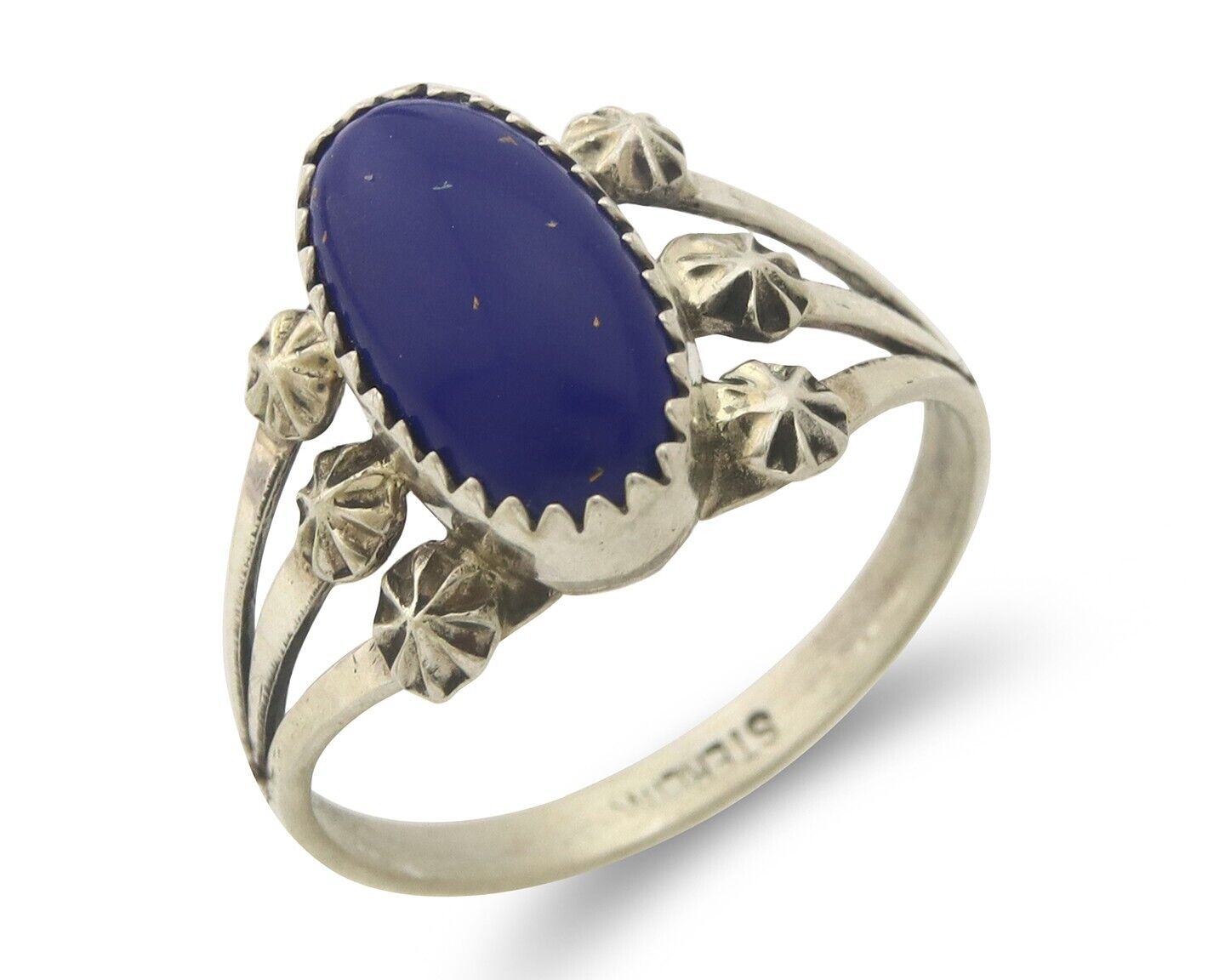 Navajo Ring 925 Sterling Natural Lapis Handmade Native Artist C.80's