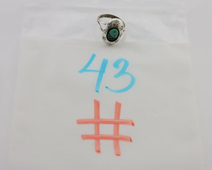 Navajo Ring 925 Silver Kingman Turquoise Native American Artist C.80's