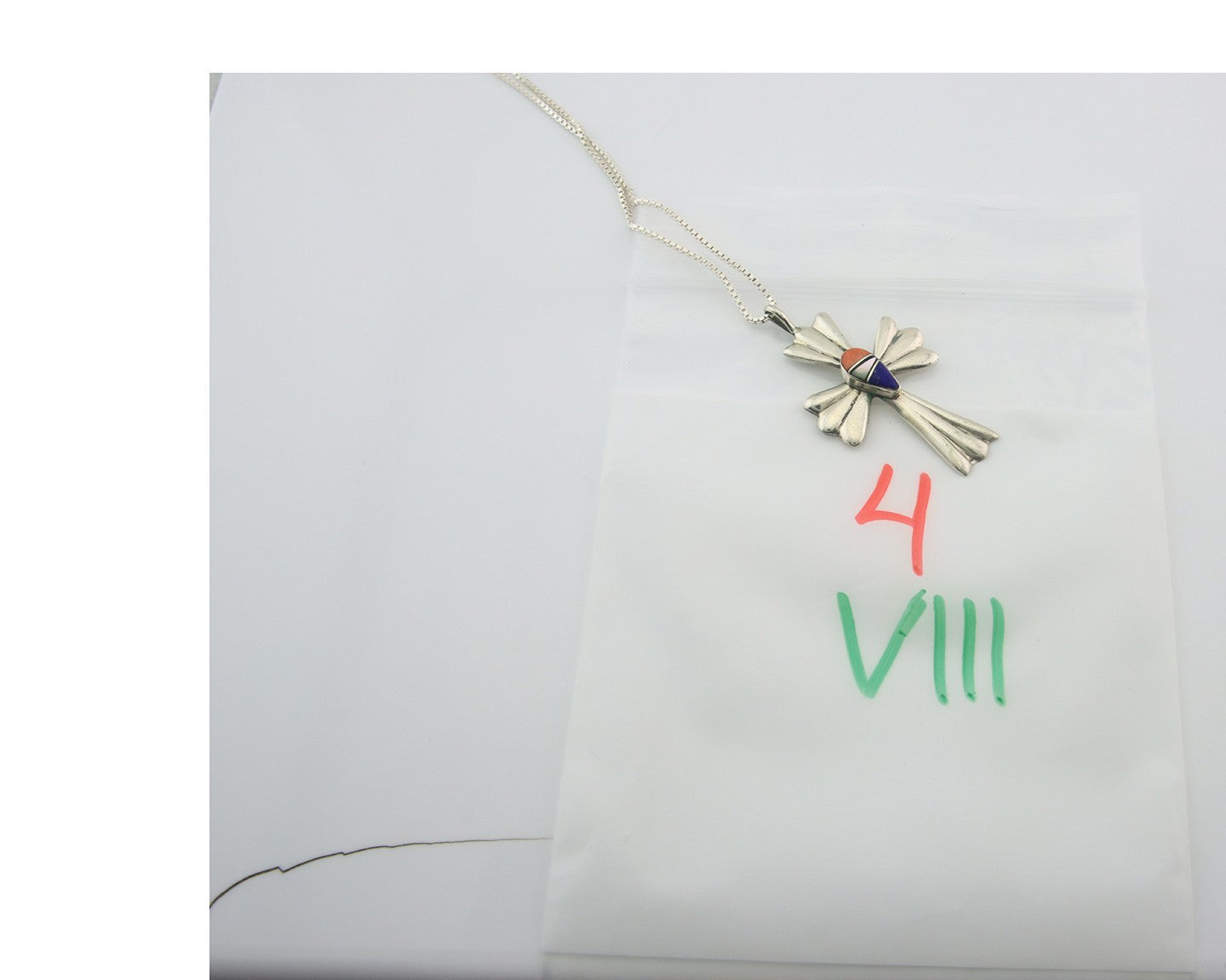 Navajo Cross Necklace Sterling Silver Authentic Natural Gemstones Signed M