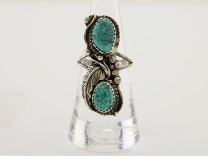 Navajo Ring 925 Silver Natural Blue Turquoise Native American Artist C.80's