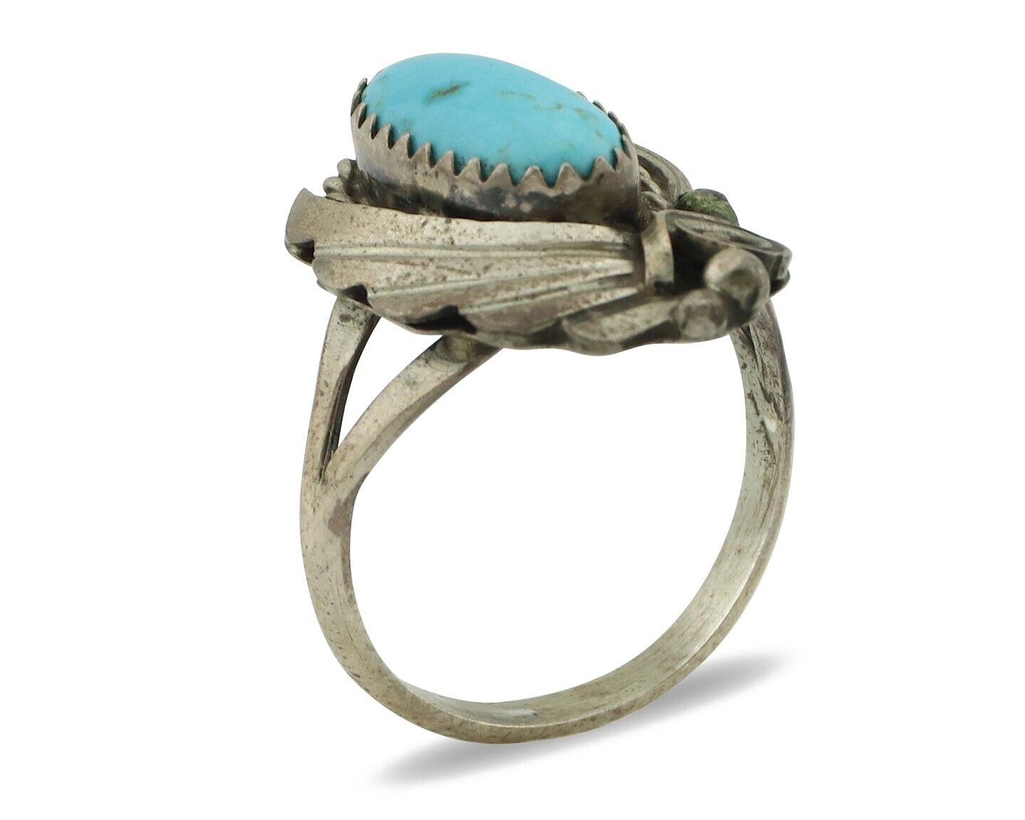 Navajo Ring .925 Silver Sleeping Beauty Turquoise Native American Artist C.80's