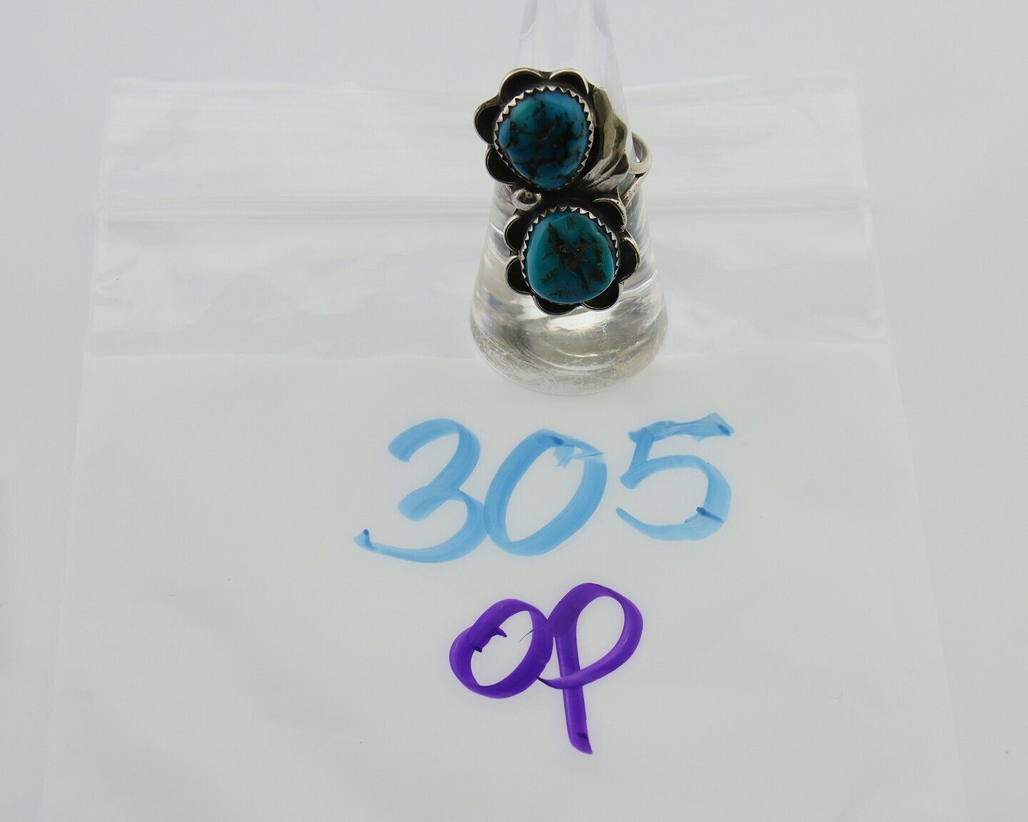 Navajo Handmade Ring 925 Silver Turquoise Artist Signed F C.80's