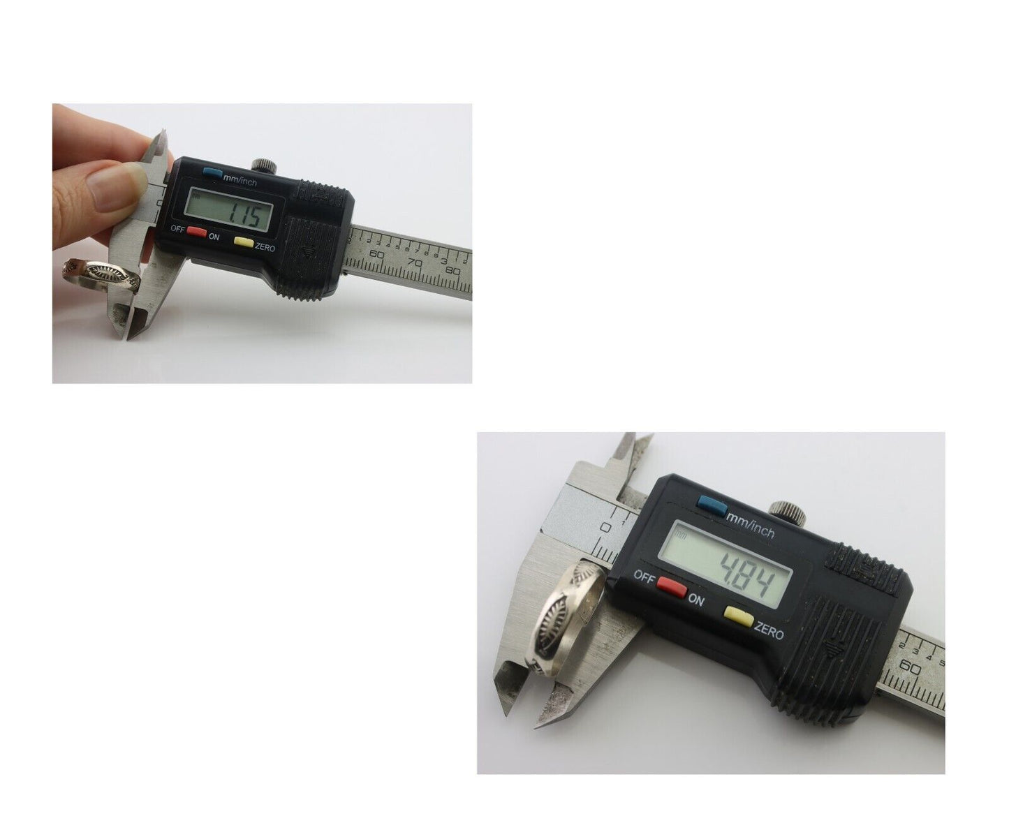 Navajo Hand Stamped Band 925 Silver 5.0 mm Signed Larry Chavez Size 8.5 C.80's