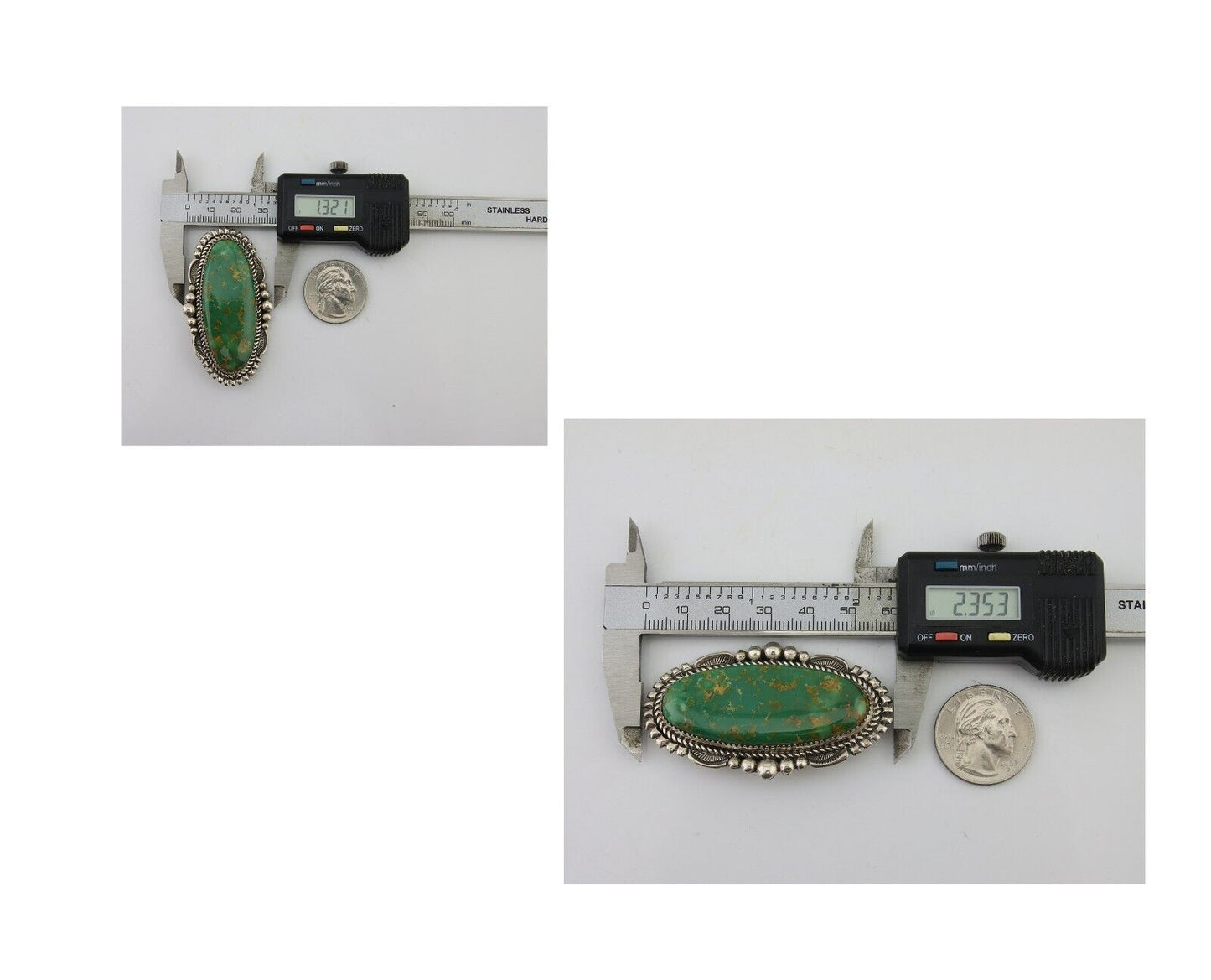 Navajo Pin Pendant 925 Silver Natural Blue Turquoise Artist Signed B C.80's