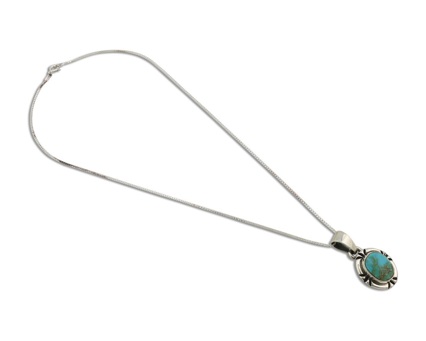Navajo Necklace 925 Silver Arizona Turquoise Handmade Signed Gecko C.90's