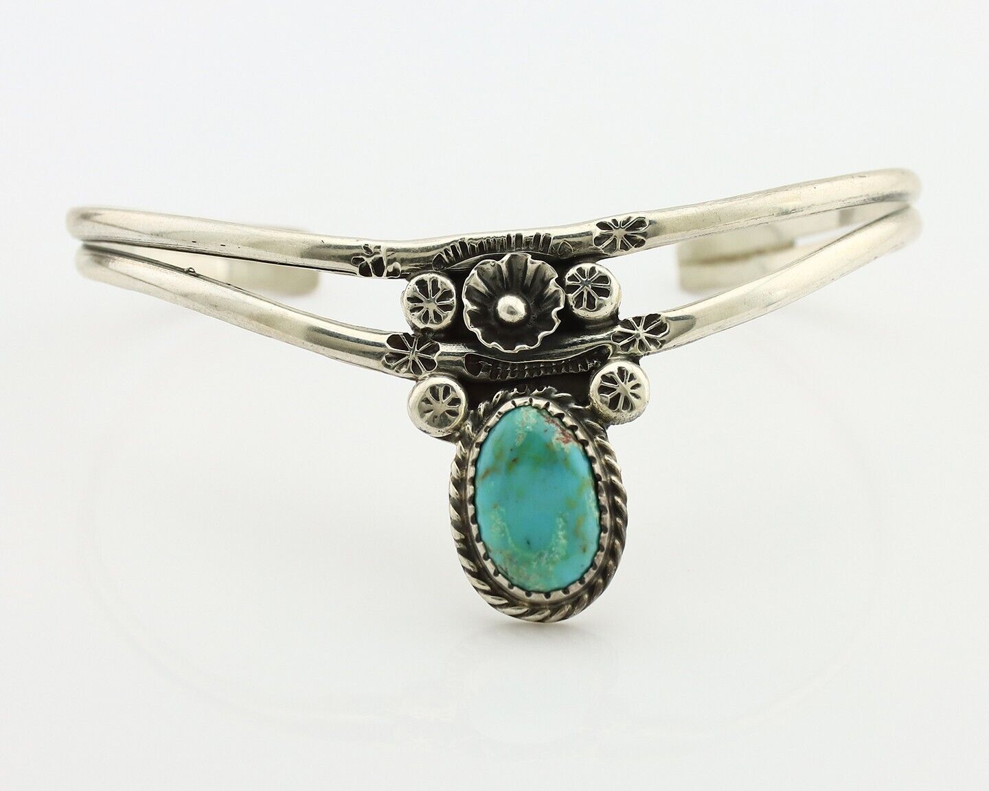 Navajo Bracelet 925 Silver Kingman Turquoise Artist Native American C.80's
