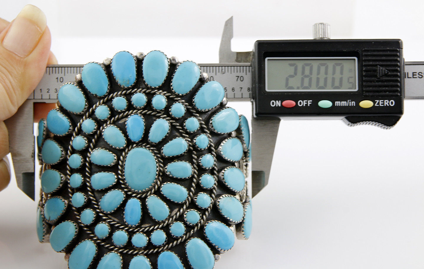 VTG RARE Navajo Natural Blue Turquoise .925 Sterling Silver Cuff Bracelet