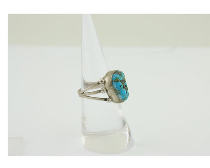 Navajo Handmade Ring 925 Silver Sleeping Beauty Turquoise Artist C.80's