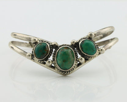 Navajo Bracelet 925 Silver Natural Green Turquoise Artist Signed MC C.80's
