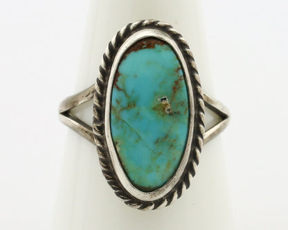 Navajo Ring 925 Silver Natural Kingman Turquoise Native American Signed C.80's