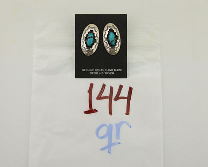 Navajo Dangle Earrings 925 Silver Natural Blue Turquoise Artist Signed P C.80's