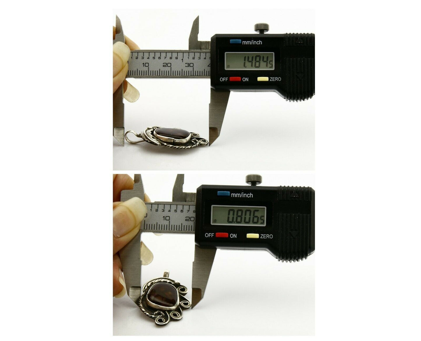 Navajo Josephine Rojas Natural Mined Fire Agate .925 Silver Handmade Pendant