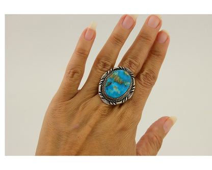 Navajo Ring 925 Sterling Silver Turquoise Signed Mike Begay C.80's