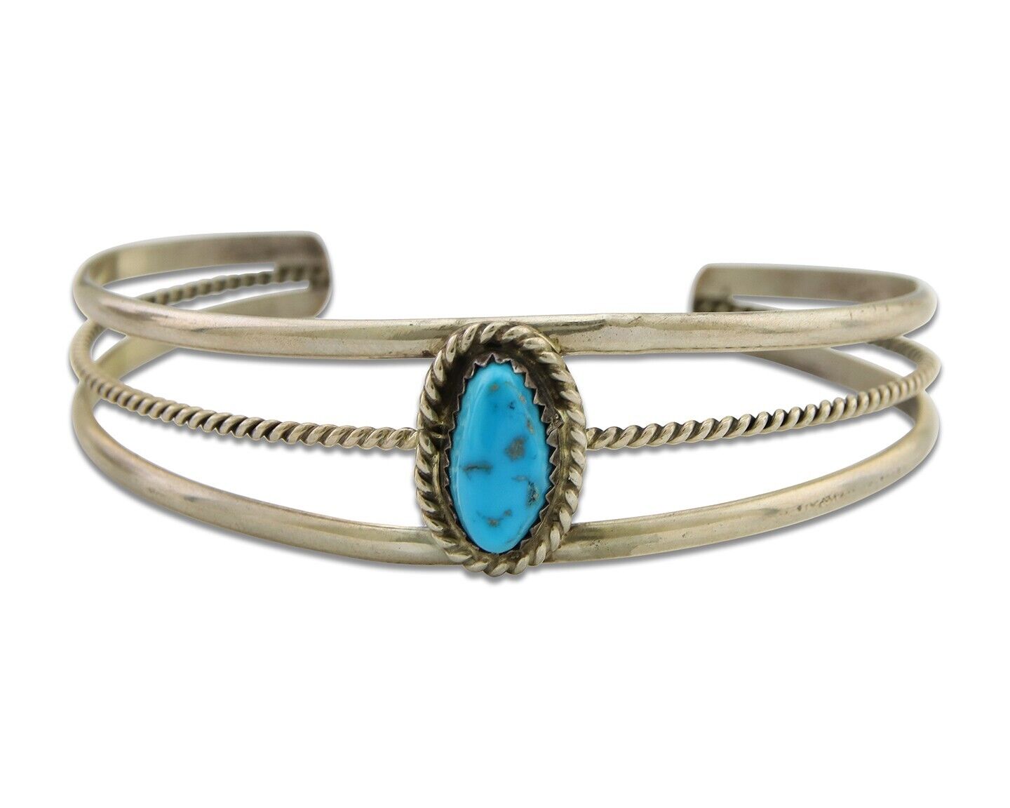 Navajo Cuff Bracelet 925 Silver Turquoise Cuff Artist Signed EG C.80's