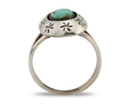 Navajo Ring 925 Silver Kingman Turquoise Native American Artist C.80's