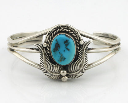 Navajo Bracelet 925 Silver Sleeping Beauty Turquoise Artist Signed MLS C.80's