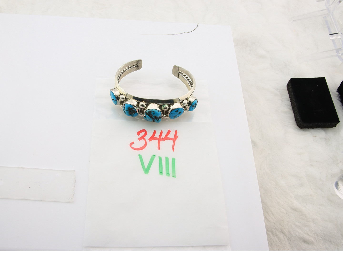 Men Navajo Bracelet Sterling Silver Handmade Nugget Turquoise Signed JR