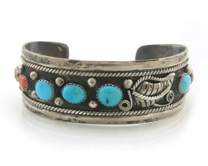 Navajo Cuff Bracelet Sterling Silver Natural Gemstone Vintage Native American