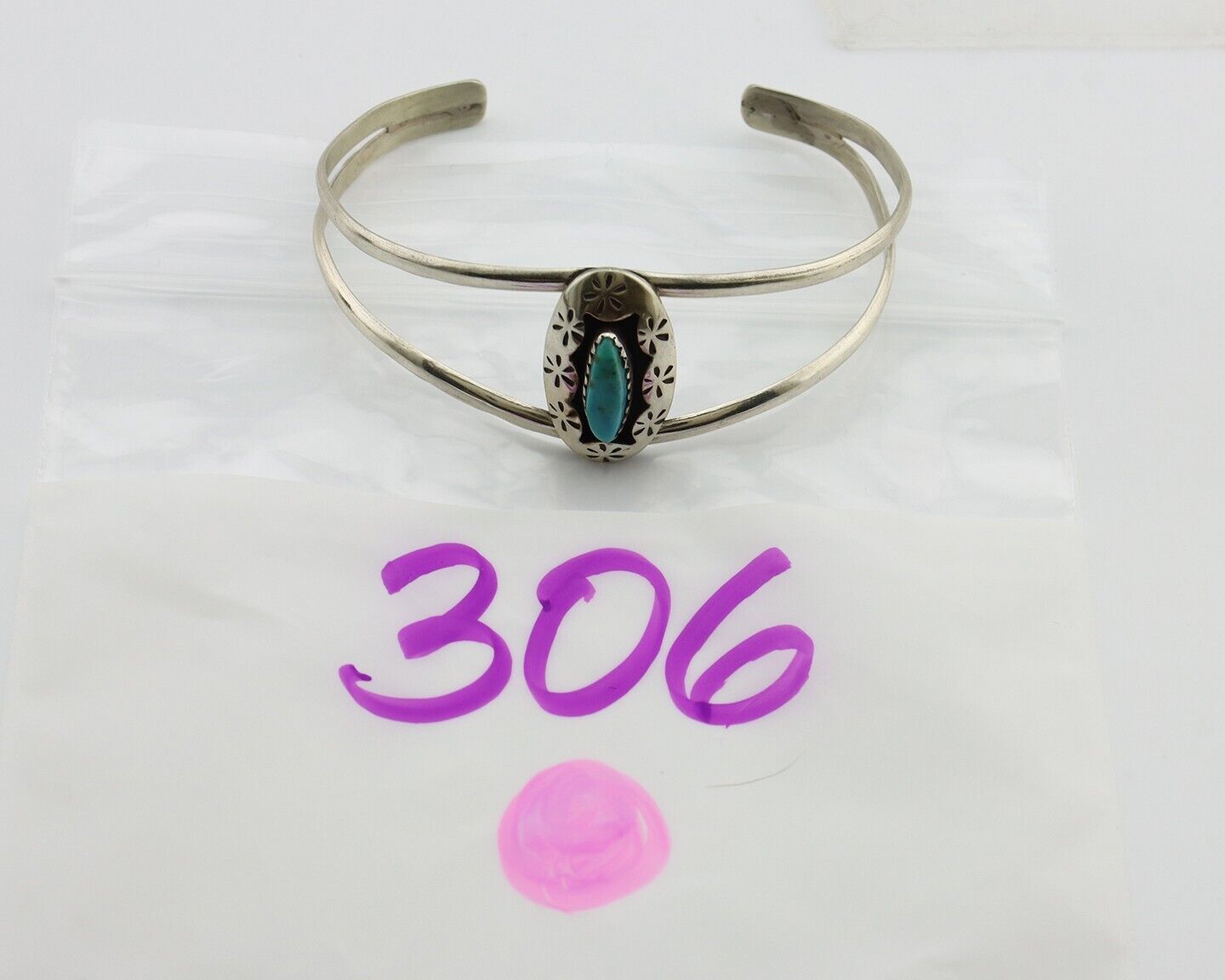 Navajo Bracelet 925 Silver Kingman Turquoise Artist Signed IJC C.80's