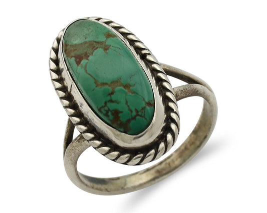Navajo Ring 925 Silver Kingman Turquoise Artist Signed M Montoya C.80's