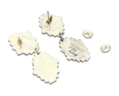 Navajo Earrings Sterling Silver Lapis & Truquoise Vintage Signed Mary Ellen