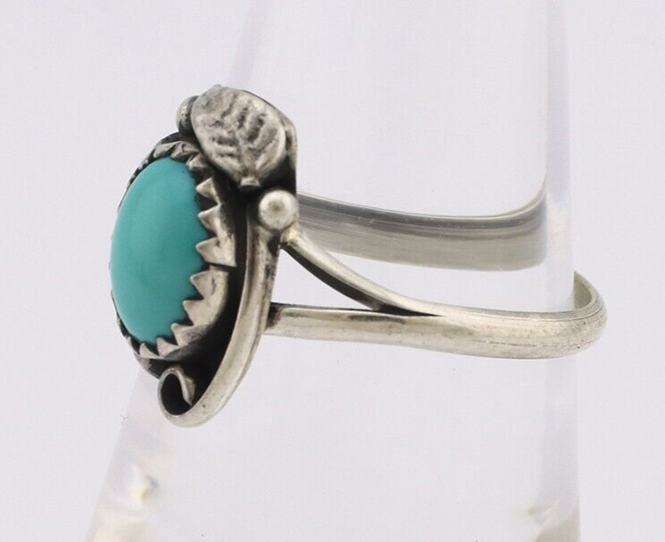 Navajo Ring 925 Silver Sleeping Beauty Turquoise Native American Artist C.80's